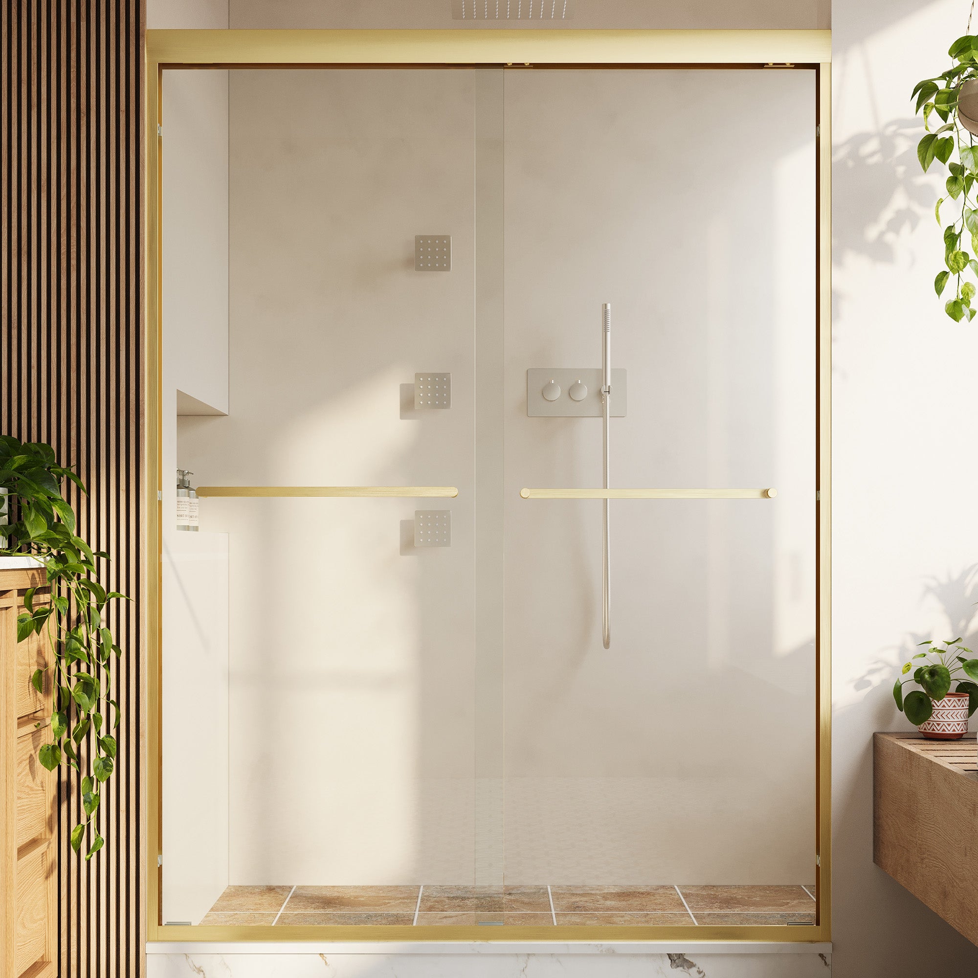 50–54 in. W x 72 in. H Framed Double Sliding Shower Door with 1/4 in. Tempered Safety Glass