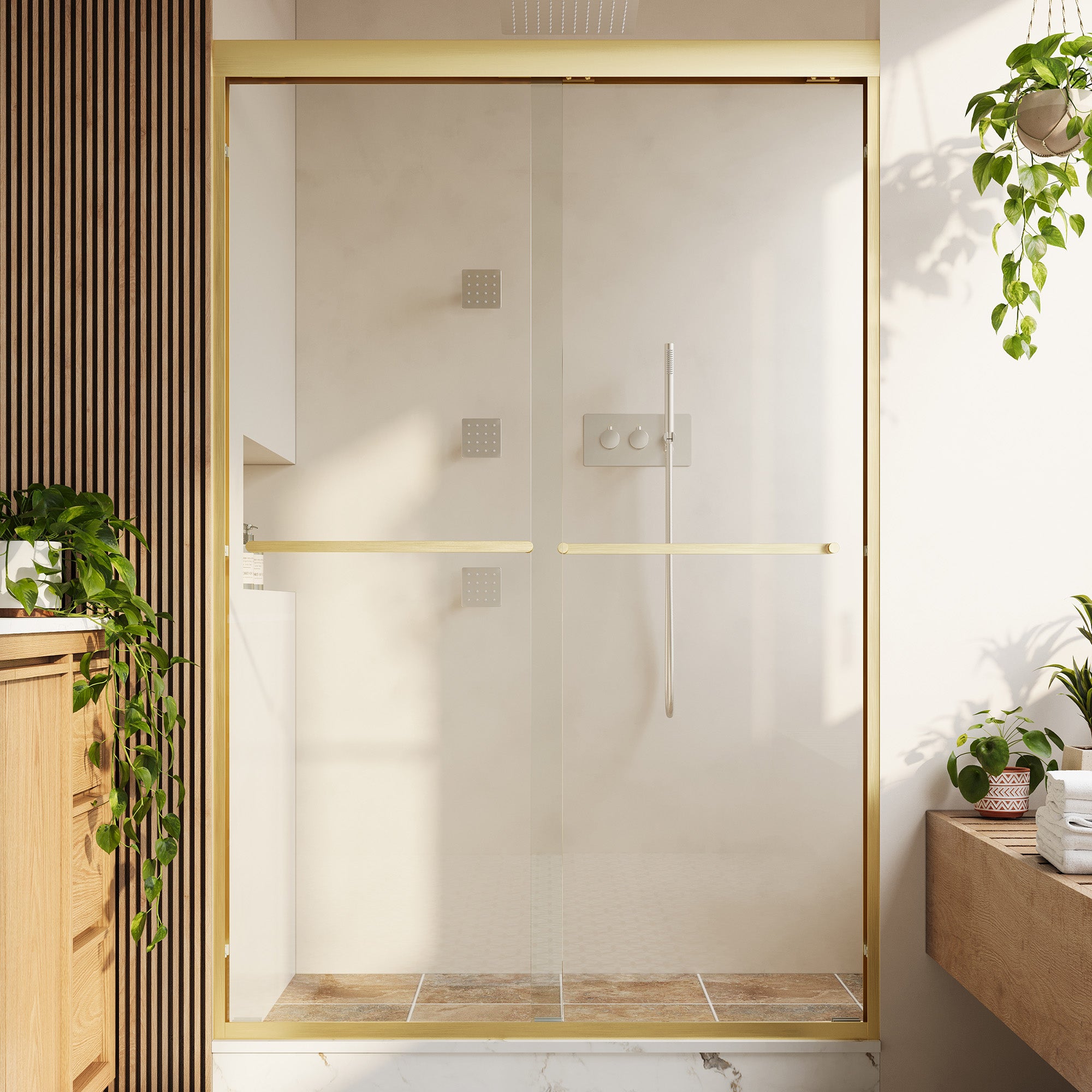 44–48 in. W x 72 in. H Framed Double Sliding Shower Door with 1/4 in. Tempered Safety Glass