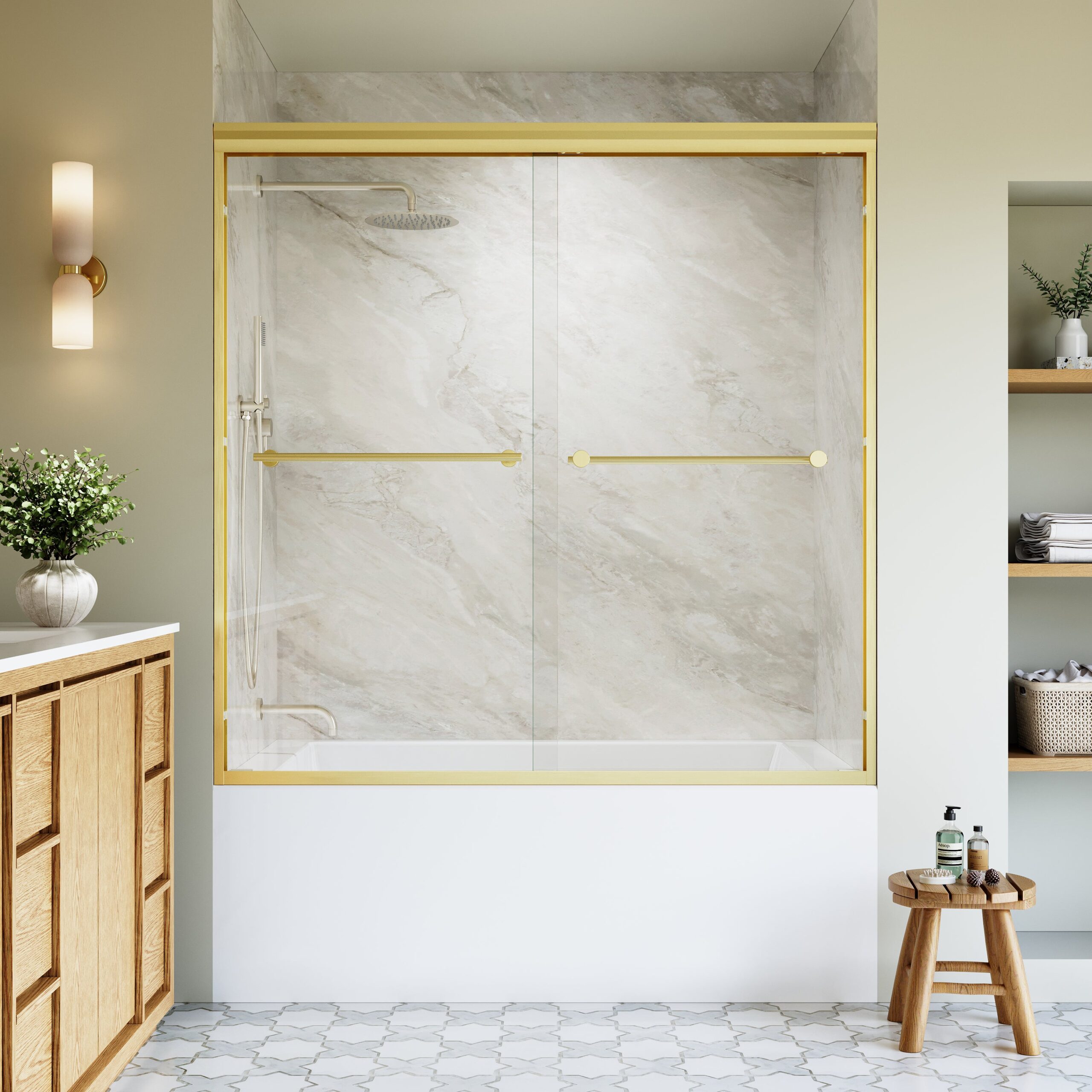 56-60 in. W x 60 in. H Framed Sliding Bathtub Door with 1/4 Inch Tempered Safety Glass